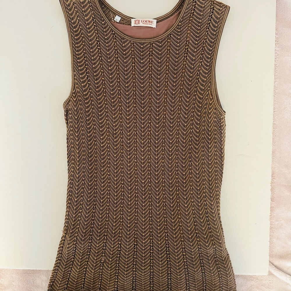 Loewe Brown Knit Sleeveless Crew Neck Tank Top LG